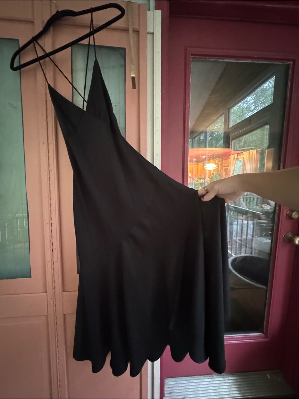 Banana Republic Black Cross Strap Low Back Slip Dress